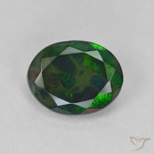 1.42ct Natural Multicolor Black Opal, Oval, Translucent