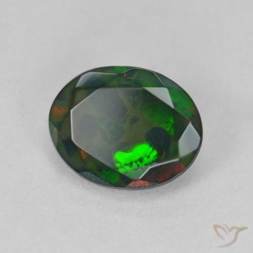 1.42 ct Multicolor Black Opal Stone, Natural Black Opal in Oval Facet Shape for Sale