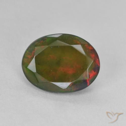 1.24ct Natural Multicolor Black Opal, Oval, Translucent