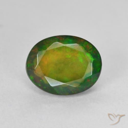 1.38ct Natural Multicolor Black Opal, Oval, Translucent