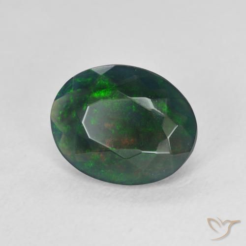 1.54 ct Multicolor Black Opal Stone, Natural Black Opal in Oval Facet Shape for Sale