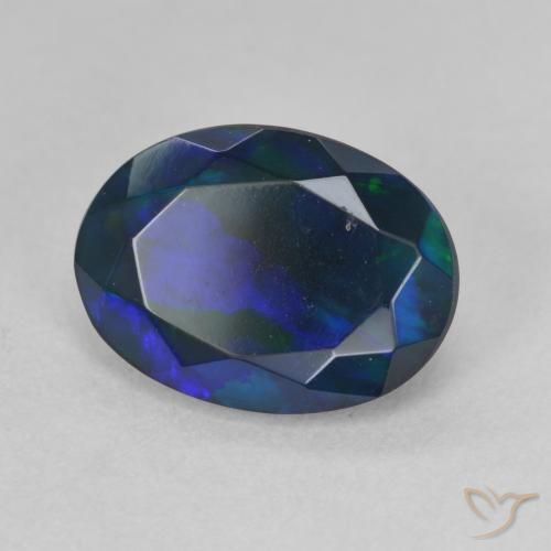 1.80 ct Multicolor Black Opal Stone, Natural Black Opal in Oval Facet Shape for Sale