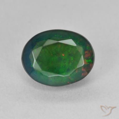 1.43ct Natural Multicolor Black Opal, Oval, Translucent