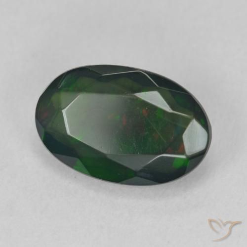 1.52 ct Multicolor Black Opal Stone, Natural Black Opal in Oval Facet Shape for Sale