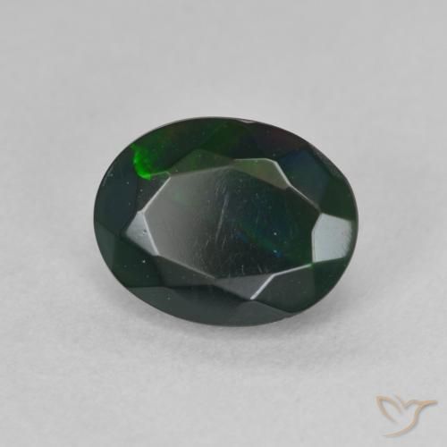 1.17 ct Multicolor Black Opal Stone, Natural Black Opal in Oval Facet Shape for Sale