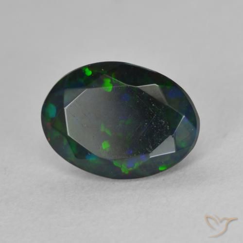 1.18 ct Multicolor Black Opal Stone, Natural Black Opal in Oval Facet Shape for Sale