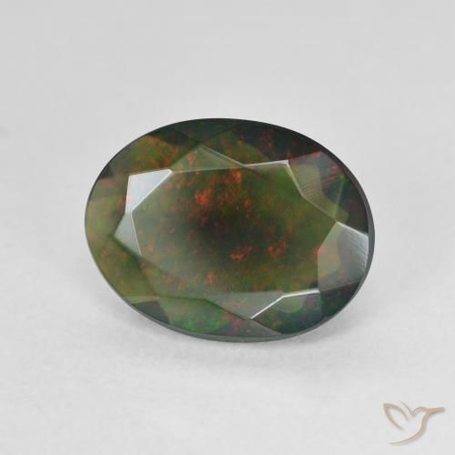 2.07 ct Multicolor Black Opal Stone, Natural Black Opal in Oval Facet Shape for Sale