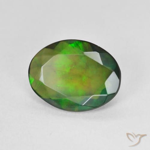 1.90 ct Multicolor Black Opal Stone, Natural Black Opal in Oval Facet Shape for Sale