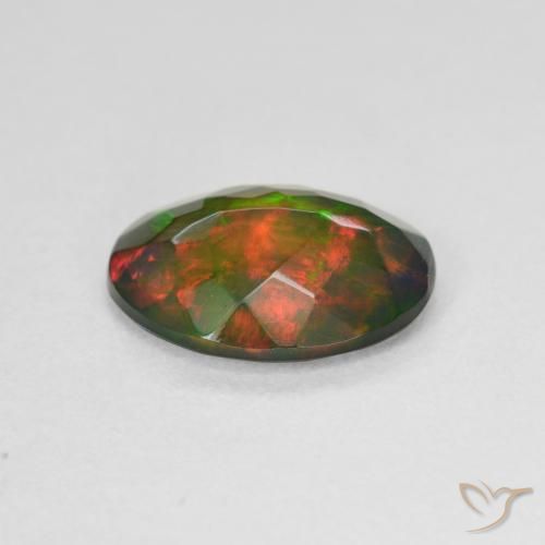 Black Opal Gemstone in 12 x 9.2 mm Size for Sale, Black Opal Stone in Multicolor Color