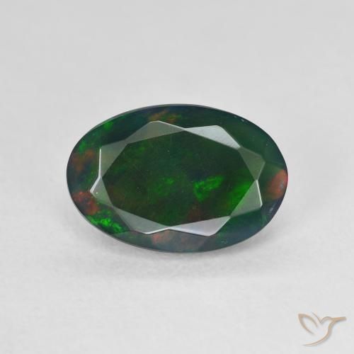 1.66ct Natural Multicolor Black Opal, Oval, Translucent