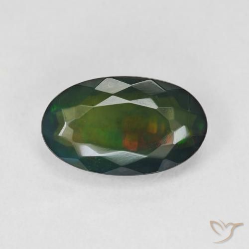 2.10ct Natural Multicolor Black Opal, Oval, Translucent