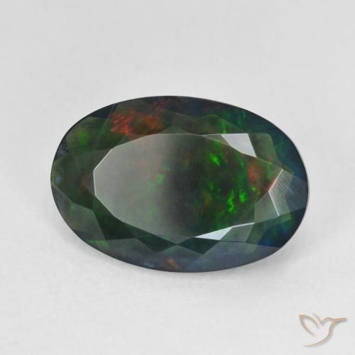 3.76 ct Multicolor Black Opal Stone, Natural Black Opal in Oval Facet Shape for Sale