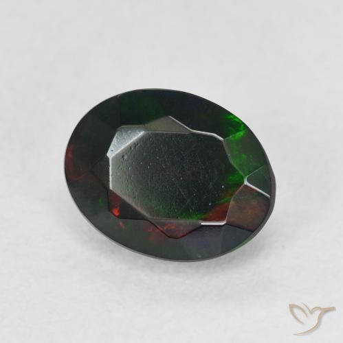 1.12 ct Multicolor Black Opal Stone, Natural Black Opal in Oval Facet Shape for Sale