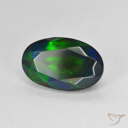 2.75 ct Multicolor Black Opal Stone, Natural Black Opal in Oval Facet Shape for Sale