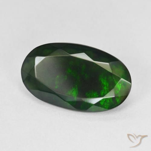 3.33 ct Multicolor Black Opal Stone, Natural Black Opal in Oval Facet Shape for Sale