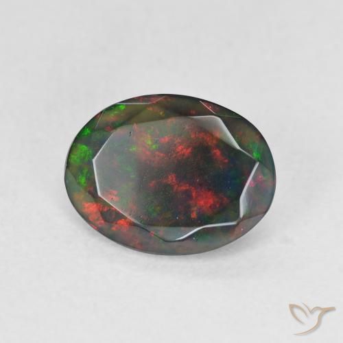 1.16 ct Multicolor Black Opal Stone, Natural Black Opal in Oval Facet Shape for Sale