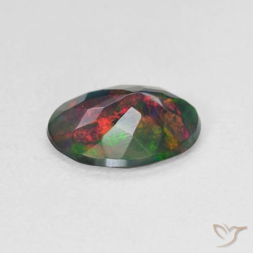Black Opal Gemstone in 10.5 x 7.9 mm Size for Sale, Black Opal Stone in Multicolor Color