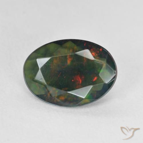 1.74ct Natural Multicolor Black Opal, Oval, Translucent
