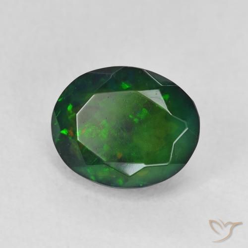 1.38 ct Multicolor Black Opal Stone, Natural Black Opal in Oval Facet Shape for Sale