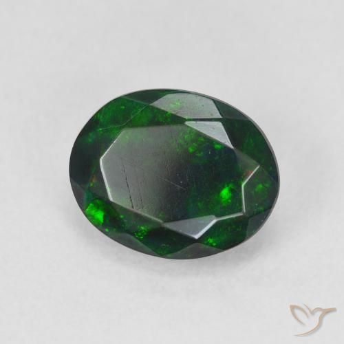 1.55 ct Multicolor Black Opal Stone, Natural Black Opal in Oval Facet Shape for Sale