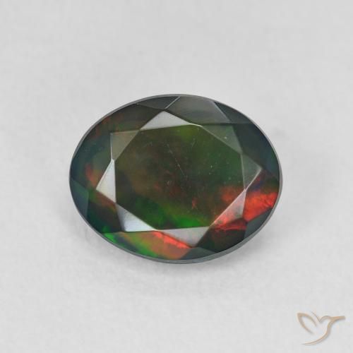 1.17ct Natural Multicolor Black Opal, Oval, Translucent