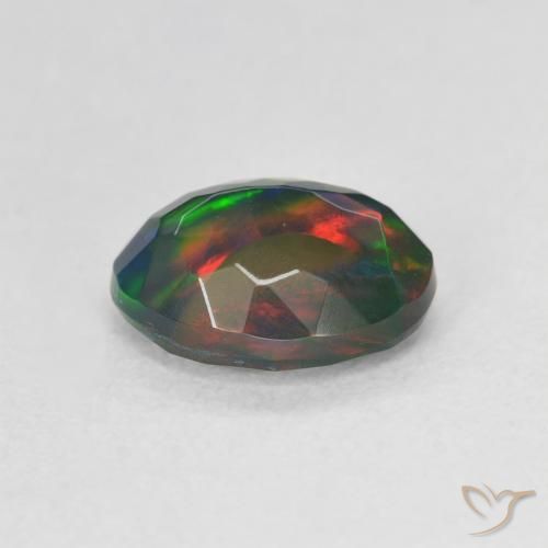 Black Opal Gemstone in 9.3 x 7.4 mm Size for Sale, Black Opal Stone in Multicolor Color