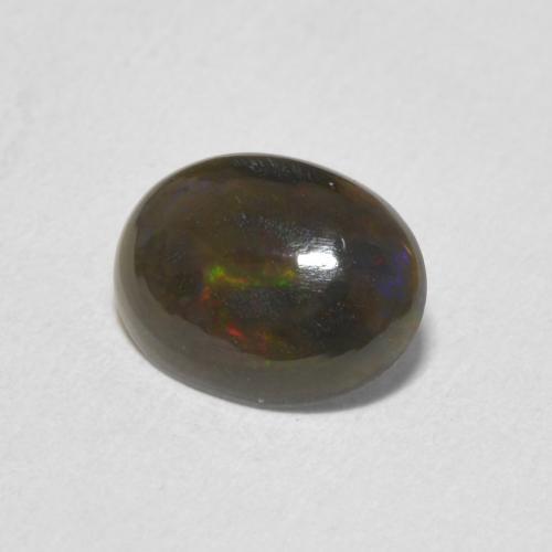 0.84 ct Multicolor Black Opal Stone, Natural Black Opal in Oval Cabochon Shape for Sale