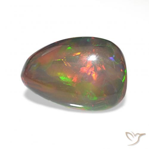 6.78 ct Multicolor Black Opal Stone, Natural Black Opal in Pear Cabochon Shape for Sale