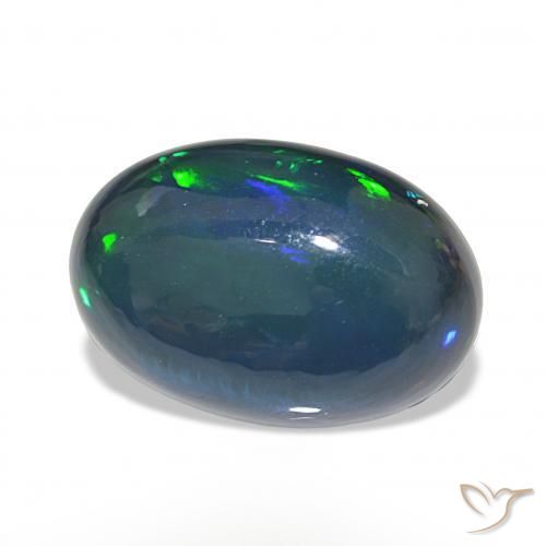 11.03 ct Multicolor Black Opal Stone, Natural Black Opal in Oval Cabochon Shape for Sale