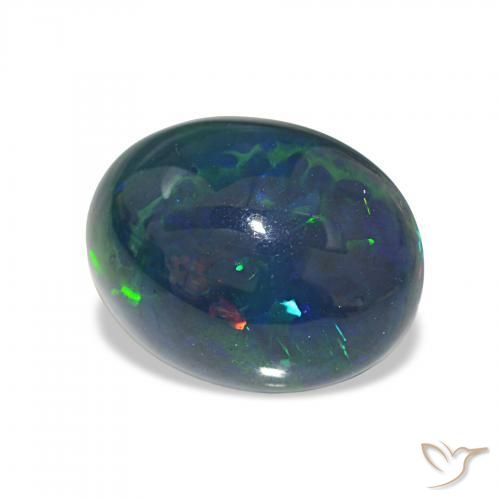 4.03 ct Multicolor Black Opal Stone, Natural Black Opal in Oval Cabochon Shape for Sale