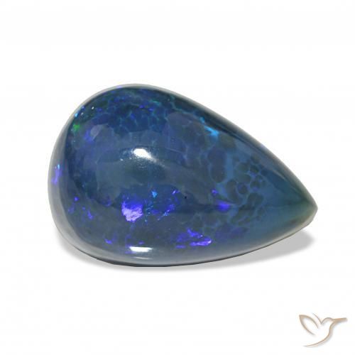 9.45 ct Multicolor Black Opal Stone, Natural Black Opal in Pear Cabochon Shape for Sale