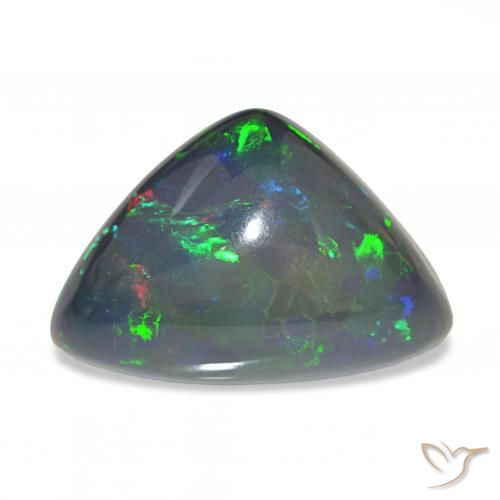 9.16 ct Multicolor Black Opal Gemstone, Black Opal Gem in Trillion Cabochon Shape for Sale.