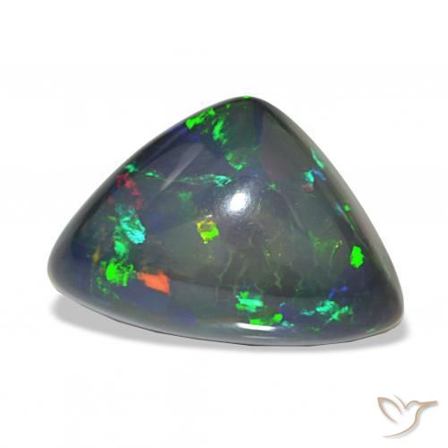 9.16 ct Multicolor Black Opal Stone, Natural Black Opal in Trillion Cabochon Shape for Sale