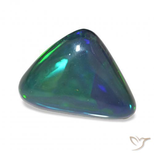 6.92 ct Multicolor Black Opal Stone, Natural Black Opal in Trillion Cabochon Shape for Sale
