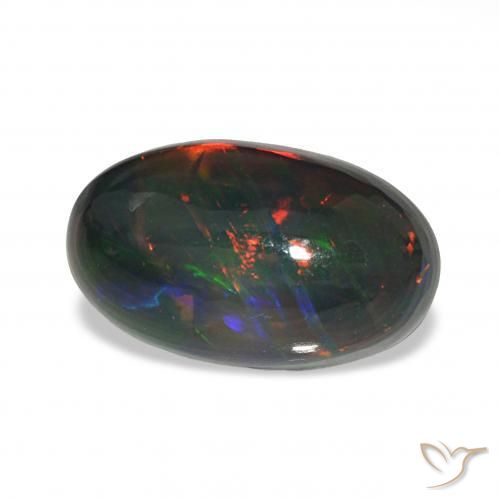 4.80 ct Multicolor Black Opal Stone, Natural Black Opal in Oval Cabochon Shape for Sale