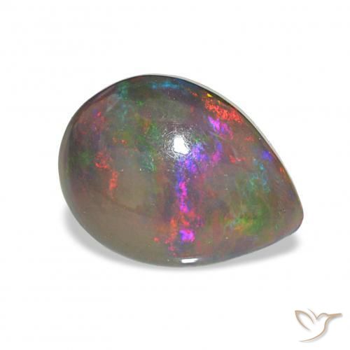 2.65 ct Multicolor Black Opal Stone, Natural Black Opal in Pear Cabochon Shape for Sale