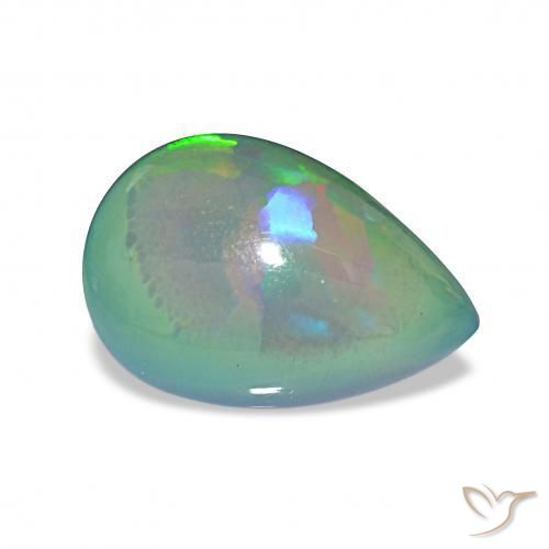 4.97 ct Multicolor Black Opal Stone, Natural Black Opal in Pear Cabochon Shape for Sale