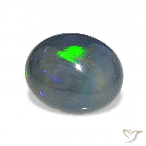 4.13 ct Multicolor Black Opal Stone, Natural Black Opal in Oval Cabochon Shape for Sale