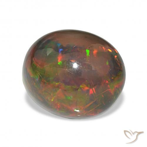 4.98 ct Multicolor Black Opal Stone, Natural Black Opal in Oval Cabochon Shape for Sale