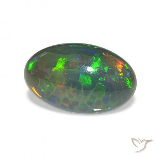 2.64 ct Multicolor Black Opal Stone, Natural Black Opal in Oval Cabochon Shape for Sale
