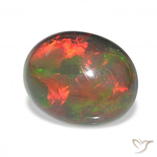 2.90 ct Multicolor Black Opal Stone, Natural Black Opal in Oval Cabochon Shape for Sale