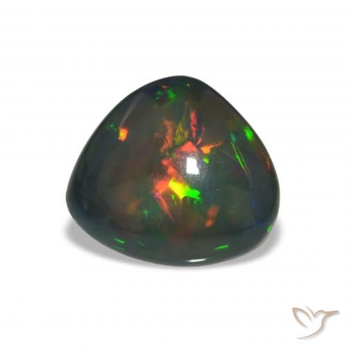 7.00 ct Multicolor Black Opal Gemstone, Black Opal Gem in Fancy Cabochon Shape for Sale.
