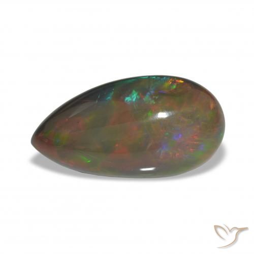 10.10ct Multicolor Black Opal, Pear Shape, Opaque