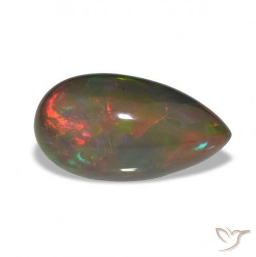 10.10 ct Multicolor Black Opal Stone, Natural Black Opal in Pear Cabochon Shape for Sale