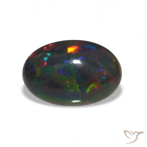 8.61 ct Multicolor Black Opal Gemstone, Black Opal Gem in Oval Cabochon Shape for Sale.