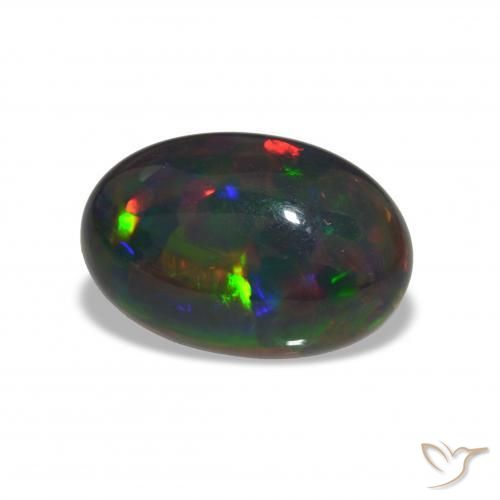 8.61 ct Multicolor Black Opal Stone, Natural Black Opal in Oval Cabochon Shape for Sale