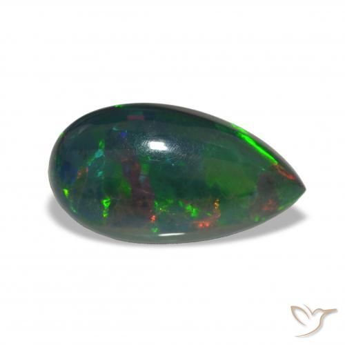 6.81 ct Multicolor Black Opal Stone, Natural Black Opal in Pear Cabochon Shape for Sale