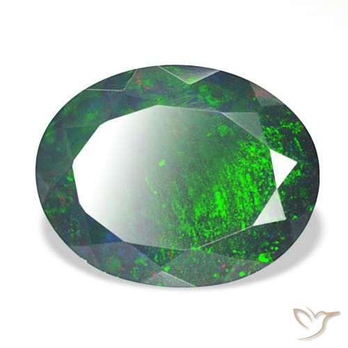 5.15 ct Multicolor Black Opal Stone, Natural Black Opal in Oval Facet Shape for Sale