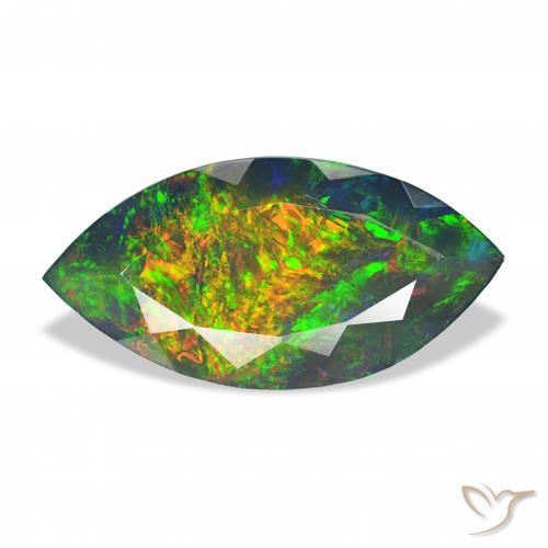 3.37ct Natural Multicolor Black Opal, Marquise, Opaque, Photo A