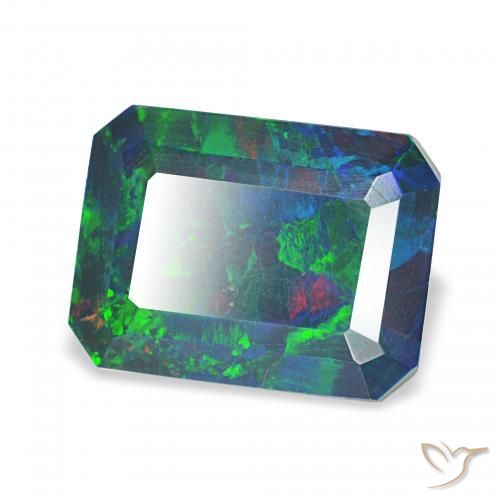 1.81 ct Multicolor Black Opal Stone, Natural Black Opal in Octagon Step Cut Shape for Sale